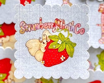 StrawberryMothCo Logo Sticker | 3" x 3" | Cottagecore Art Sticker
