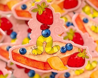 Bug Stack Sticker | Fruit Caterpillar Art (2.5" x 2.75")