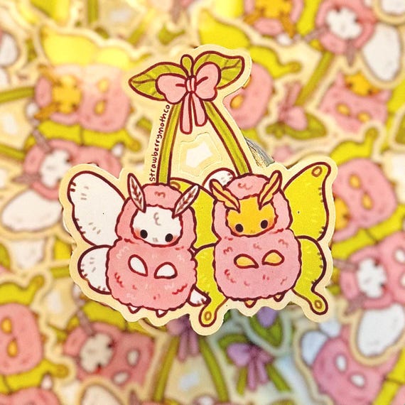 Cherry Moths Sticker | Glossy Vinyl Bug Sticker (2" x 2")