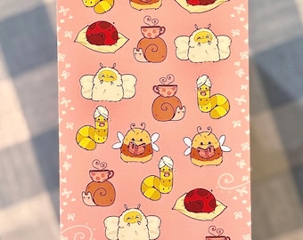 Spa Day Critters Sticker Sheet | Self Care Bug Art (3" x 5.7")