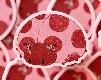 Ladybug Bows Sticker | Matte Bug Vinyl Illustration (1.75" x 2.2")