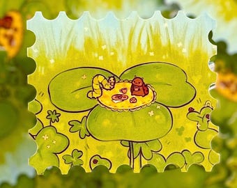 Clover Bugs Sticker | Cottagecore Art Illustration (2.4" x 2.8")