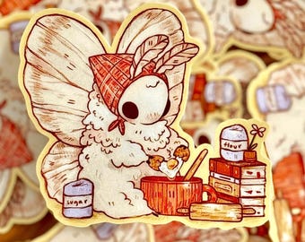 Baking Moth Sticker | Glossy Vinyl Illustration (2.2" x 2.5")
