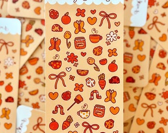 Orange Sticker Sheet | Cottagecore Bug Colorful Stickers (3" x 6")