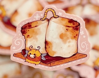 S'mores Buggies Sticker | Cottagecore Art | Glossy Vinyl (2.5" x 2.5")