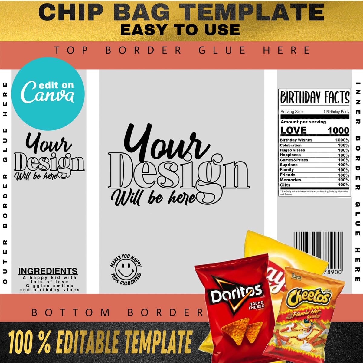 Chip Bag Template - Etsy