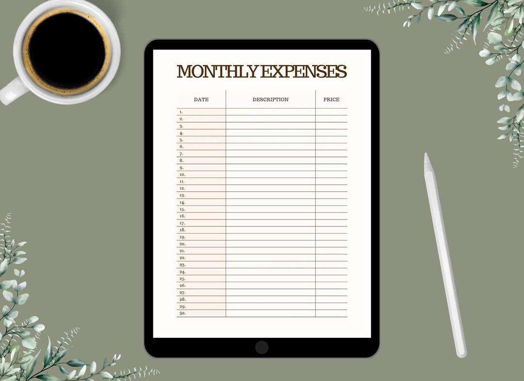Digital Monthly Expense List iPad Planner Monthly Expense Planner 2023