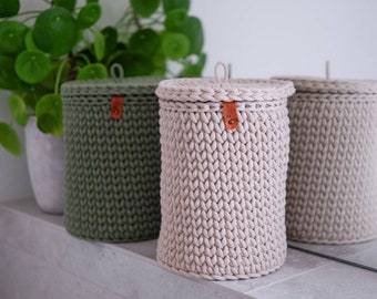 Crochet basket with lid | Toilet roll basket | Toilet paper basket | Bathroom basket