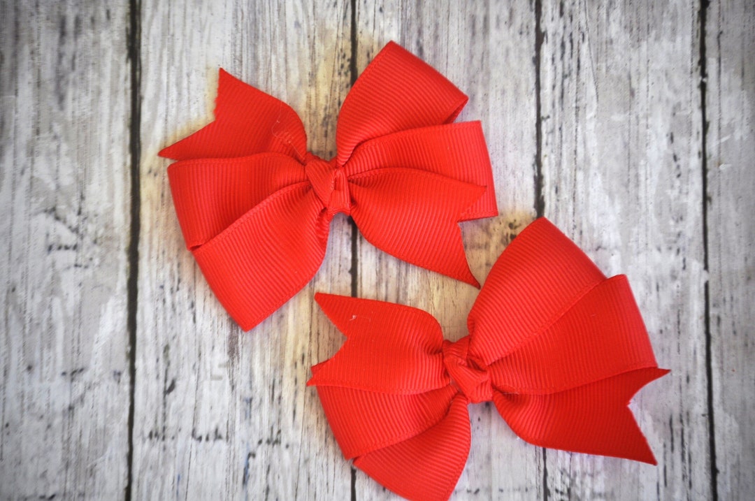 Solid Red Hair Bows Hair Bows for Girls Red Hair Bows Etsy