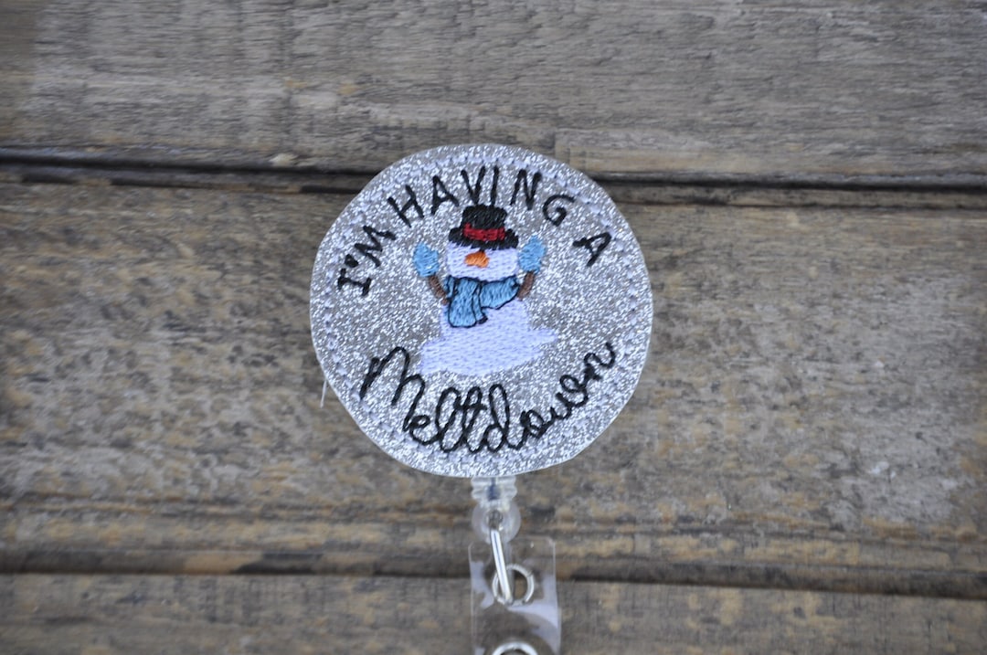 Funny Christmas Snowman Badge, Velcro Badge Reel Topper, Badge Reel