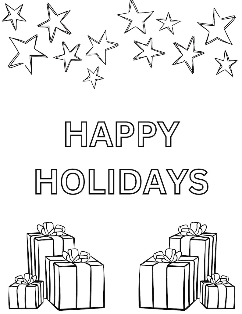 Easy Children's Holiday Coloring Page - Etsy