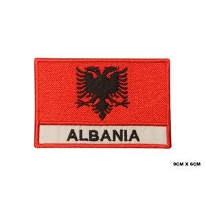 ALBANIA Country Flag Iron-On Patch, Vinyl Player Badge, Vintage Decorative Patch, DIY Embroidery, Embroidered Applique