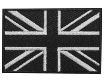 Union Jack schwarze Flagge Aufnäher, Vinyl Player Abzeichen, Vintage dekorativer Patch, DIY Stickerei, gestickte Applikation