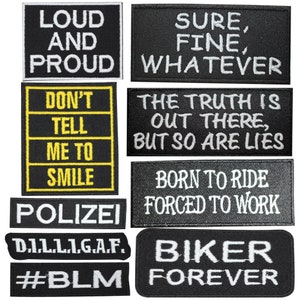 Words Slogan Text Logo Iron-On Patch, Vinyl Player Badge, Vintage Decorative Patch, DIY Embroidery, Embroidered Applique