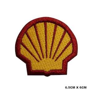 SHELL Oil Logo Iron-On Patch, Vinyl Player Badge, Vintage Decorative Patch, DIY Embroidery, Embroidered Applique