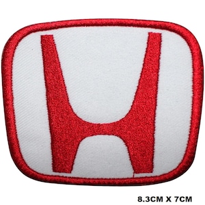 May include: Red embroidered Honda logo patch on a white background. The patch is 8.3 inches by 7 inches.