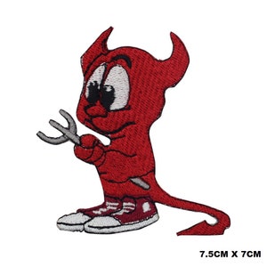 Baby Devil Disney Cartoon Logo Iron-On Patch, Vinyl Player Badge, Vintage Decorative Patch, DIY Embroidery, Embroidered Applique