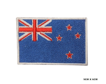 Opstrijkpatch Nieuw-Zeelandse vlag, badge vinylspeler, vintage decoratieve patch, DIY-borduurwerk, geborduurde appliqué