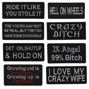 Words Slogan Text Logo Iron-On Patch, Vinyl Player Badge, Vintage Decorative Patch, DIY Embroidery, Embroidered Applique