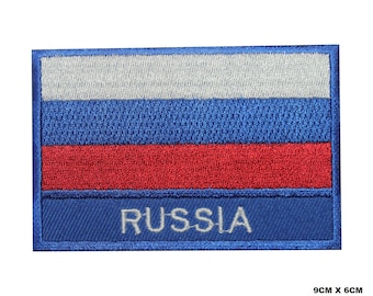 Opstrijkpatch land vlag RUSLAND, badge vinylspeler, vintage decoratieve patch, DIY-borduurwerk, geborduurde stoffen