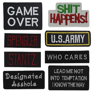 Words Slogan Text Logo Iron-On Patch, Vinyl Player Badge, Vintage Decorative Patch, DIY Embroidery, Embroidered Applique