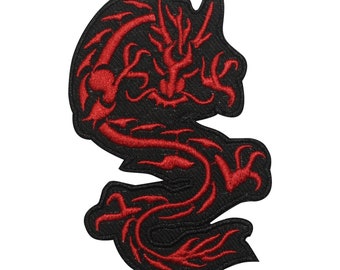 Chines Dragon Halloween Logo Bügelbild, Vinyl Player Abzeichen, Vintage Dekorativer Patch, DIY Stickerei, Gestickte Applikation