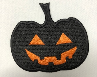Gruseliger Halloween schwarzer Kürbis Aufnäher, Vinyl Player Abzeichen, Vintage dekorativer Patch, DIY Stickerei, gestickte Applikation