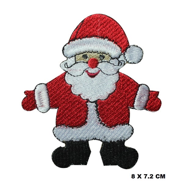 Santa Claus Christmas Logo Iron-On Patch, Vinyl Player Badge, Vintage Decorative Patch, DIY Embroidery, Embroidered Applique