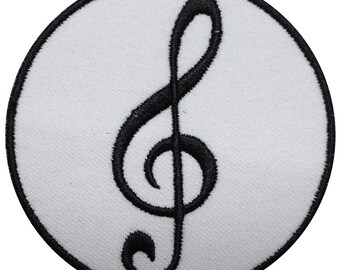 Parche termoadhesivo con el logotipo de la nota musical en forma de círculo, insignia de jugador de vinilo, parche decorativo vintage, bordado DIY, aplique bordado