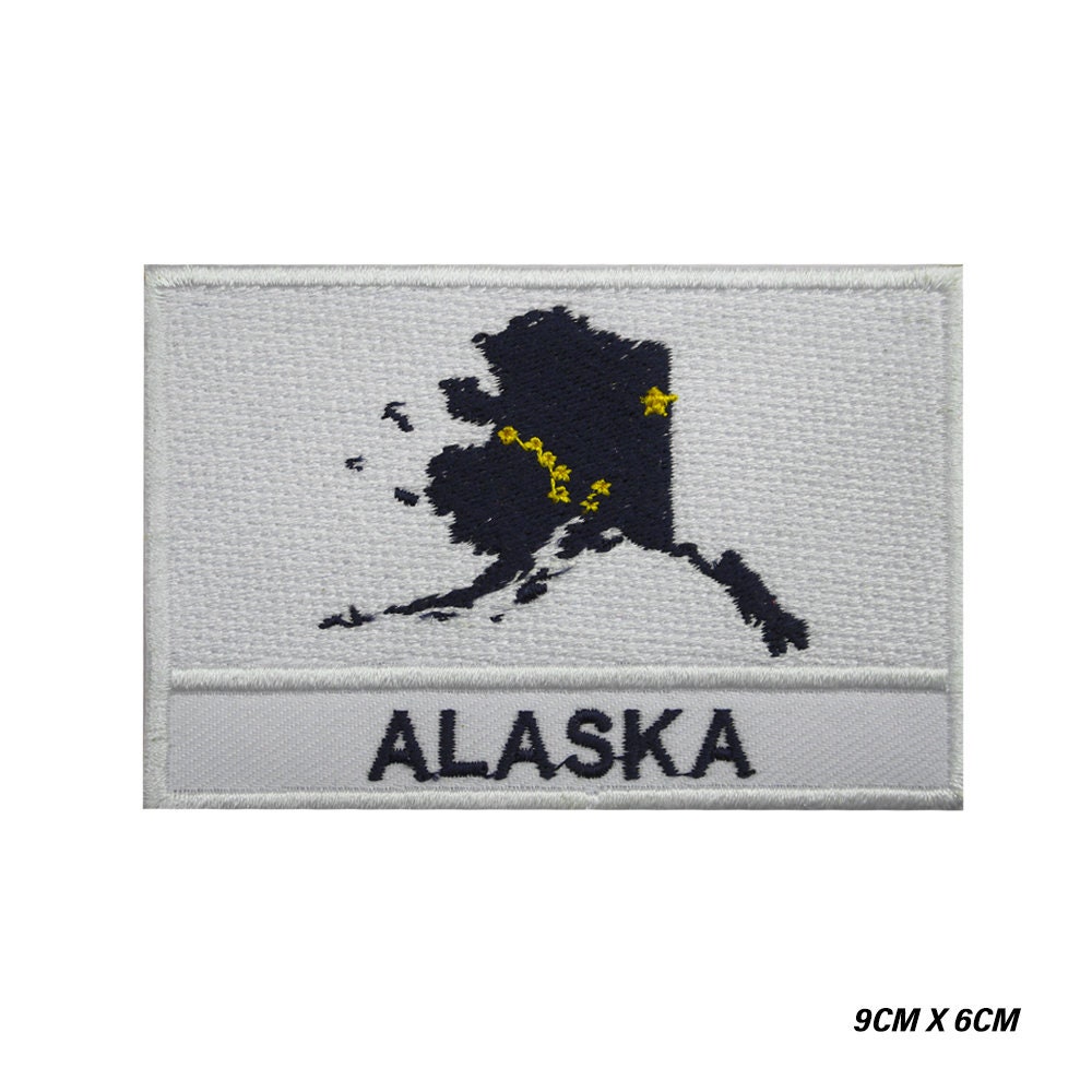 Patch Écusson Alaska – Blason De L’État, Dimensions 70 X 45 Mm, à Coudre Ou à Repasser
