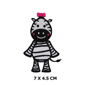 Cute Female Zebra Animal Cartoon Iron-On Patch, Vinyl Player Badge, Vintage Decorative Patch, DIY Embroidery, Embroidered Applique