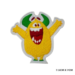 Baby Monster Cartoon Logo Iron-On Patch, Vinyl Player Badge, Vintage Decorative Patch, DIY Embroidery, Embroidered Applique
