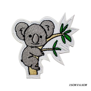 Baby Koala Animal Cartoon Logo Iron-On Patch, Vinyl Player Badge, Vintage Decorative Patch, DIY Embroidery, Embroidered Applique
