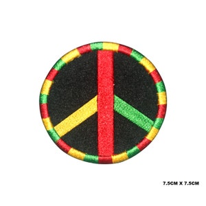 Rasta Peace Circle Logo Iron-On Patch, Vinyl Player Badge, Vintage Decorative Patch, DIY Embroidery, Embroidered Applique