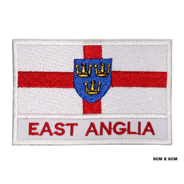 EAST ANGLIA County Flag Iron-On Patch, Vinyl Player Badge, Vintage Decorative Patch, DIY Embroidery, Embroidered Applique