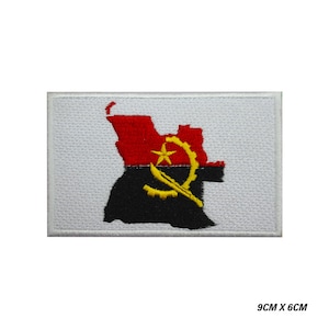 Patch thermocollant avec logo drapeau carte du pays ANGOLA, badge joueur en vinyle, écusson décoratif vintage, broderie à faire soi-même, appliques brodées