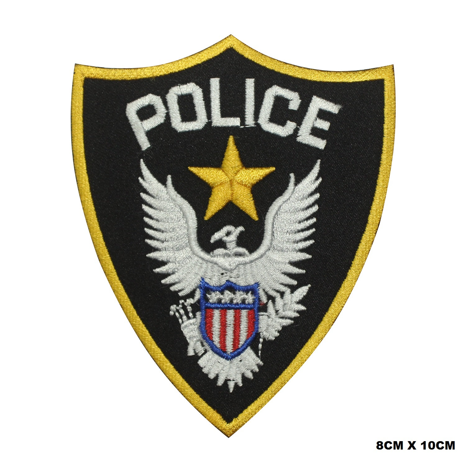 USA Polizei Logo Aufnäher, Vinyl Player Abzeichen, Vintage dekorativer Patch, DIY Stickerei, gestickte Applikation