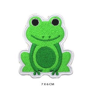 Cute Frog Cartoon Iron-On Patch, Vinyl Player Badge, Vintage Decorative Patch, DIY Embroidery, Embroidered Applique