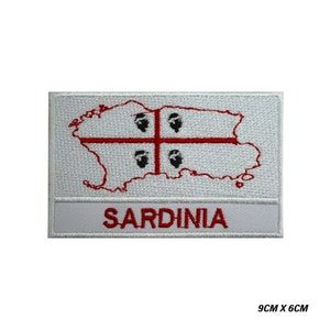 SARDINIEN Insel Karte Flagge Logo Bügelbild, Vinyl Player Abzeichen, Vintage Dekorativer Patch, DIY Stickerei, Gestickte Applikation