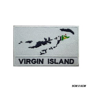 VIRGIN ISLAND Ilha Mapa Bandeira Logotipo Patch para Passar a Ferro, Emblema de Jogador de Vinil, Patch Decorativo Vintage, Bordado DIY, Aplique Bordado