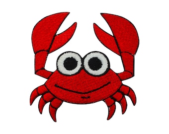 Rode Krab Cartoon Logo Iron-On Patch, Vinyl Speler Badge, Vintage Decoratieve Patch, DIY Borduurwerk, Geborduurde Applique