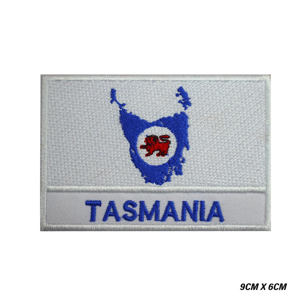 TASMANIA Island Map Flag Logo Ironon Patch, Vinyl Player Badge