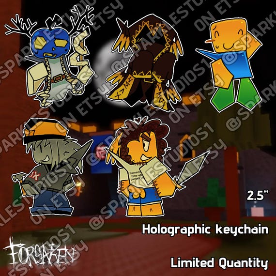 レインボーホログラフィック Roblox Forsaken 生存者キーチェーン