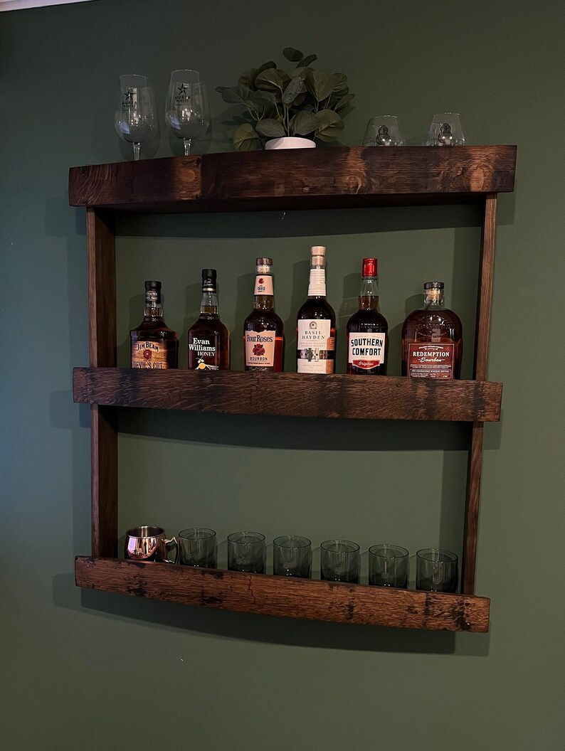 Bourbon Barrel Shelf Bar Shelves Bourbon Shelf Whiskey Etsy