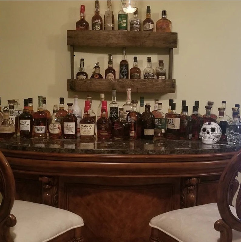 Bourbon Barrel Shelf Bar Shelves Bourbon Shelf Whiskey Etsy