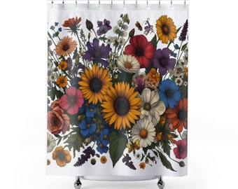 Pretty Wildflower Shower Curtain adds a pop of color