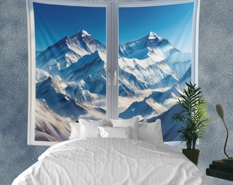 Mount Everest Window with a view. Wall Art.  Place in any small space to instantly add a window. Perfect for dorms. Indoor Wall Tapestries