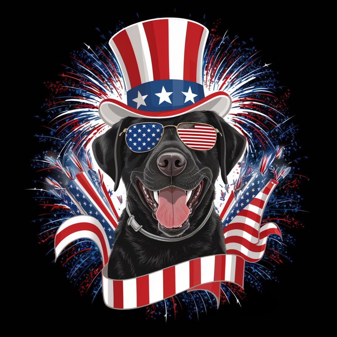 Black Lab Ready to Celebrate July 4th With You, PNG Digital Download ...