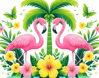 Tropical Pink Flamingo©  digital file - Avail in JPG, SV, PNG, Transparent background avail