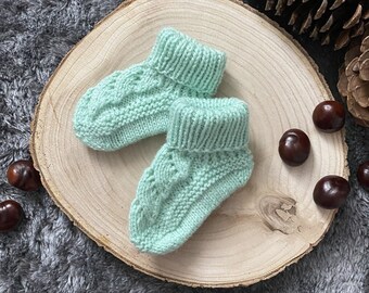 Babysocken | Wintersocken | Babysocken mit kleinem Lochmuster mintgrün